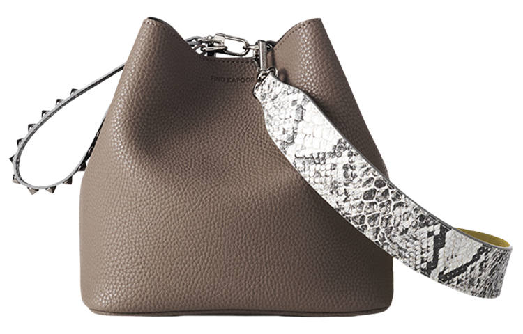 FIND KAPOOR Artificial Leather Bucket Bag, Shoulder Bag Women's Chocolate/Pink