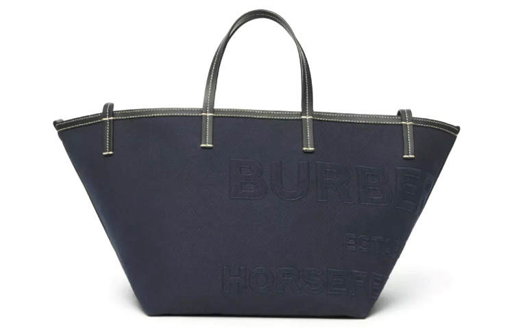 Burberry Cotton Linen Blend Canvas Beach Bag, Tote Bag, Shopping Bag, Canvas Bag, One Shoulder Handbag Mini Women's