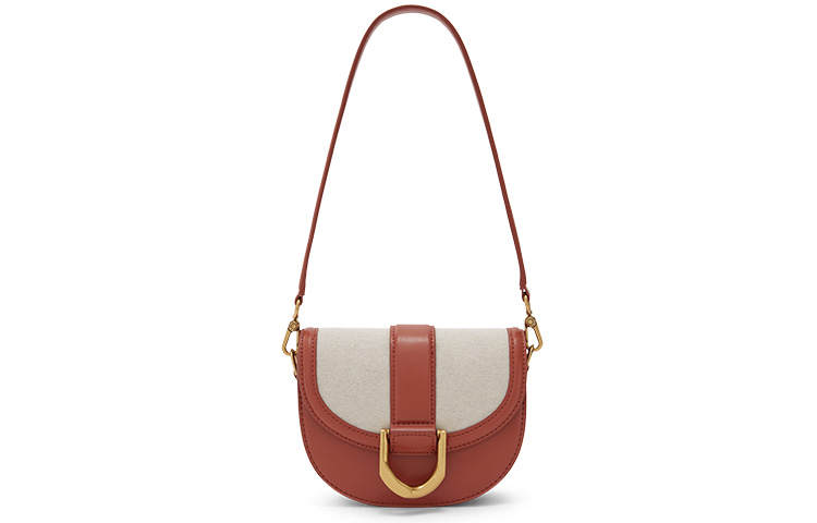 CHARLES&KEITH Gabine PU Leather Saddle Bag, Charles & Keith Bag, Shoulder Bag Small Women's Brown