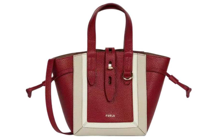 Furla Net Collection Calfskin Handbag Mini Women's Burgundy Gray White