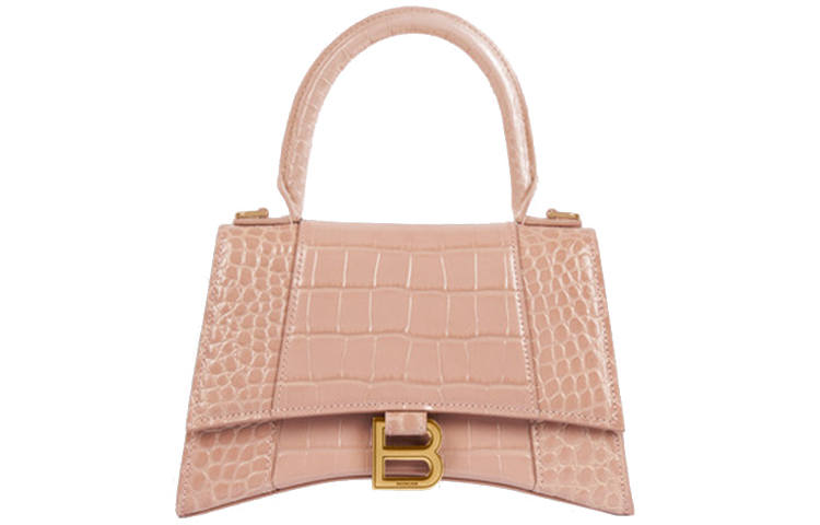 Balenciaga Hourglass Cow Leather Handbag Small Women's Nude Pink