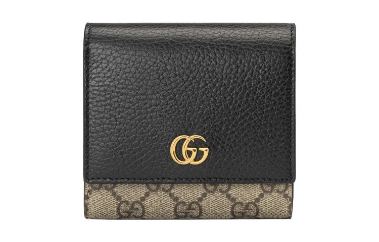 GUCCI GG Marmont Canvas With Leather Wallet Women's Ebony/Black