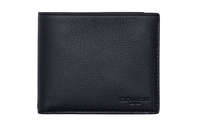 COACH 3 IN 1 Wallet Cow Leather Wallet Men's Black