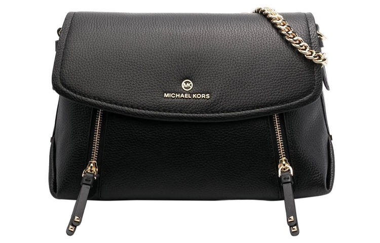 MICHAEL KORS MK Brooklyn Leather Shoulder Bag, Crossbody Bag Women's Black