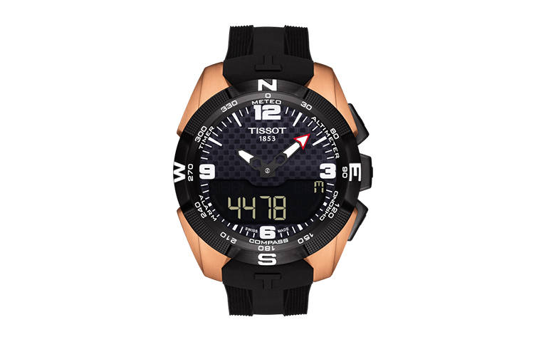 TISSOT T Touch Quartz Movement Men's Watches Watch 45mm Black Dial Titanium Gold Plated PVD Coating Watch Case