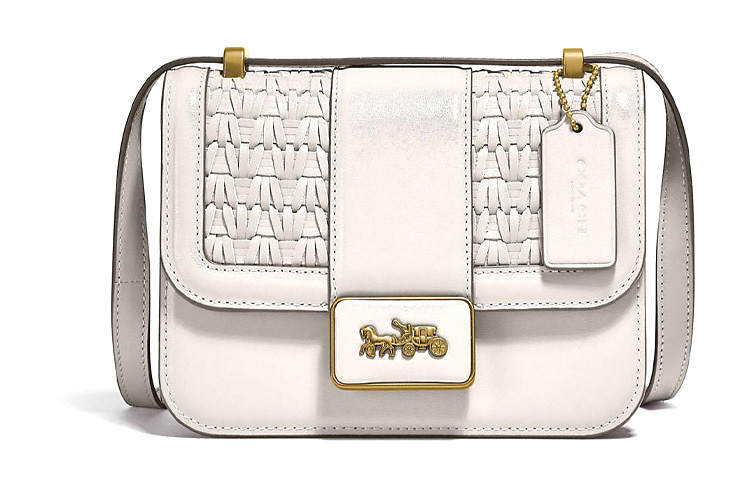 COACH Alie Calfskin Messenger Bag, Small Square Bag, Shoulder Bag, Crossbody Bag Small Women's Ivory White
