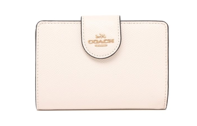 COACH COACH Corner Zip Leather Card Holder, Wallet Medium Women's White
