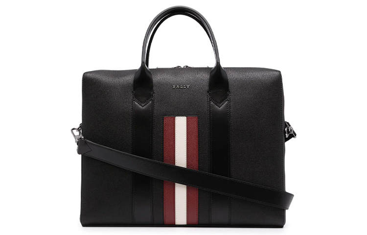 BALLY 【Previous Season】Elter stripe-trim leather briefcase