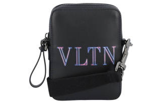 Valentino VLTN Calfskin Cell Phone Pouch, Shoulder Bag Men's Black