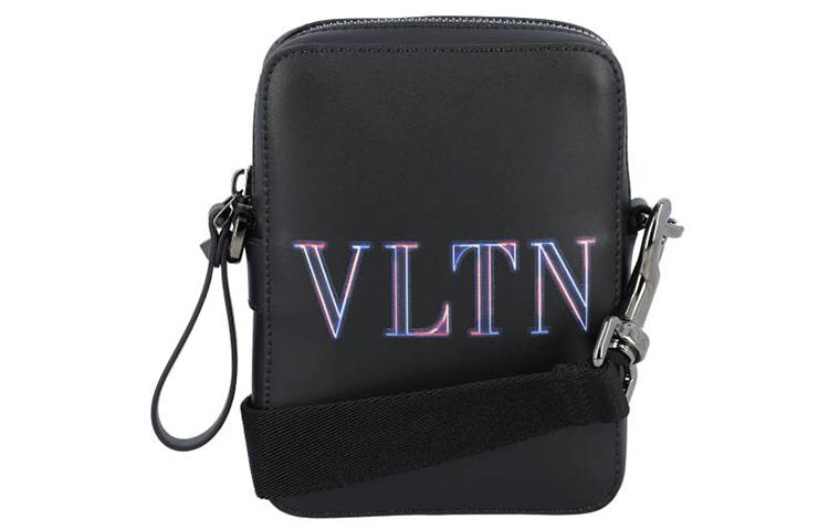 Valentino Valentino VLTN Calfskin Cell Phone Pouch, Shoulder Bag Men's Black