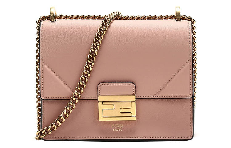 FENDI Kan U Leather Shoulder Bag, Crossbody Bag Small Women's Pink/Candy