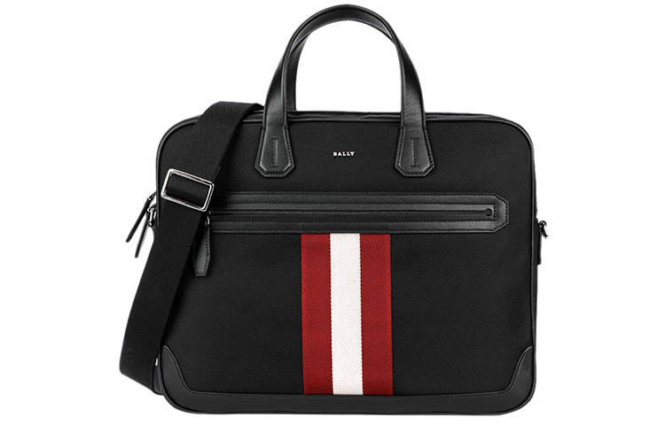 BALLY Fabric Handbag, Briefcase, Business Laptop Bag, Shoulder Bag Regular Men's Black