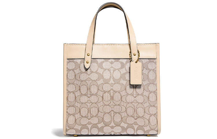 COACH Field Fabric With Leather Tote Bag, Shopping Bag, Handbag Small Women's White Monogram