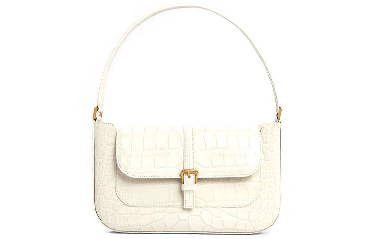 By Far Miranda Cow Leather Baguette Bag, Shoulder Bag, Handbag Women's Cream White