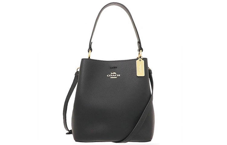 COACH Town Leather Bucket Bag, Portable Crossbody Bag, Shoulder Bag Small Women's Black