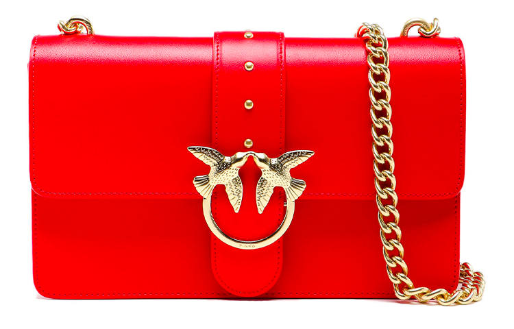 PINKO Cow Leather Shoulder Bag Regular Women's Red