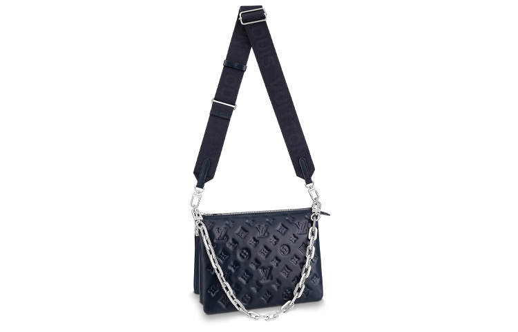 LOUIS VUITTON Coussin Sheepskin One Shoulder Handbag, Crossbody Bag Small Women's Marine Blue