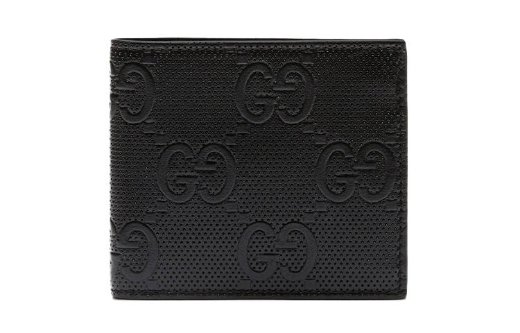 GUCCI Cow Leather Wallet Men's Black