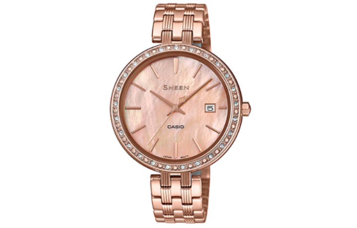 CASIO CASIO Women's SHEEN Mother Of Pearl Color Watch SHE-4052PG-4A