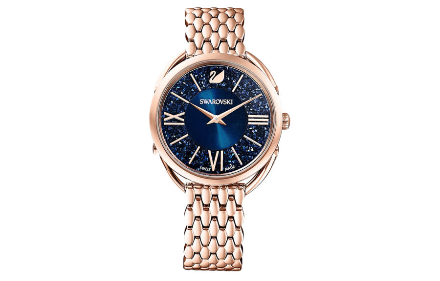Swarovski Crystalline Glam Collection Wrist Watches Quartz Movement Stainless Steel Strap Blue Dial Women's Watch