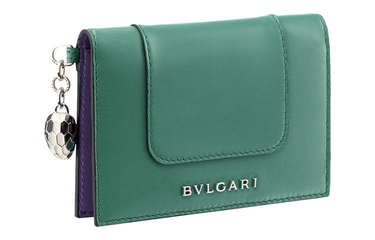 BVLGARI Serpenti Forever Cow Leather Card Holder Card Holder Women's Green