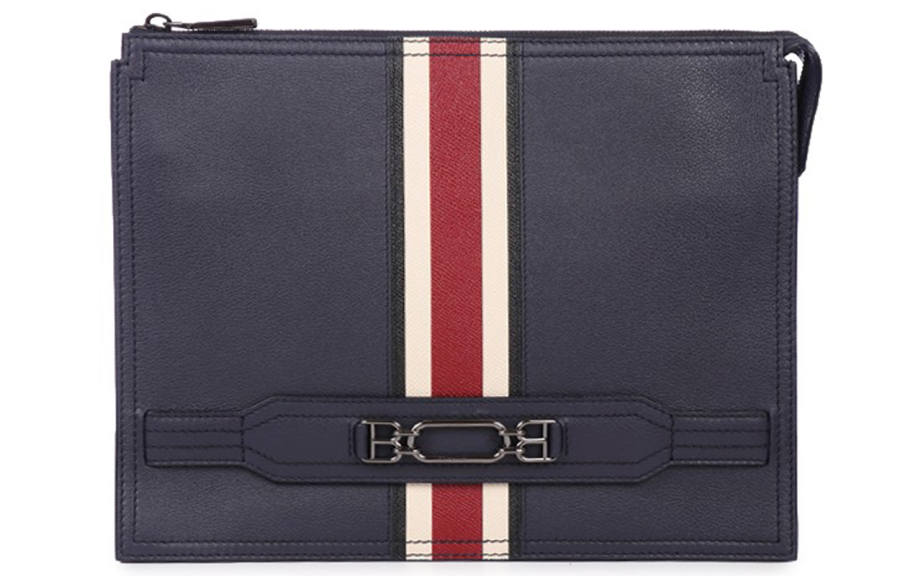 BALLY BALLY Leather Clutch Regular Men's Dark Blue