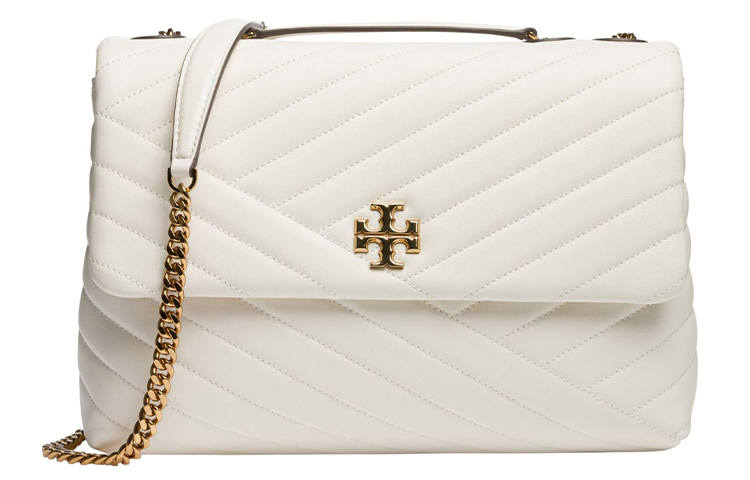 TORY BURCH Kira Sheepskin Small Square Bag, One Shoulder Handbag Large Women's Ivory White