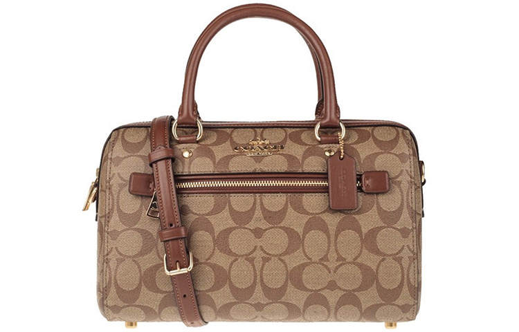 COACH PVC Boston Bag, Handbag, Crossbody Bag, Shoulder Bag Large Women's Khaki Monogram