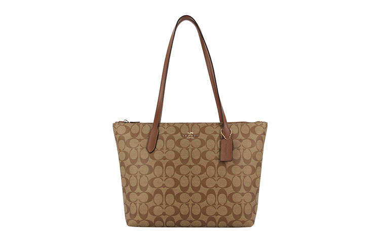 COACH Zip Top Tote PVC Shoulder Bag Medium Women's Brown