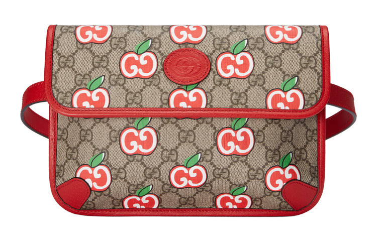 GUCCI Leather Sling Bag One Shoulder Crossbody Fanny Pack Women's Ebony/Red