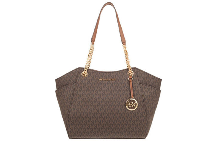 MICHAEL KORS Leather Tote Bag, Shopping Bag, Shoulder Bag, Handbag Large Women's Acorn Brown