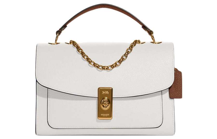 COACH Lane Pebbled Leather Shoulder Bag, Trunk Bag, Crossbody Bag, Shoulder Bag Medium Women's White