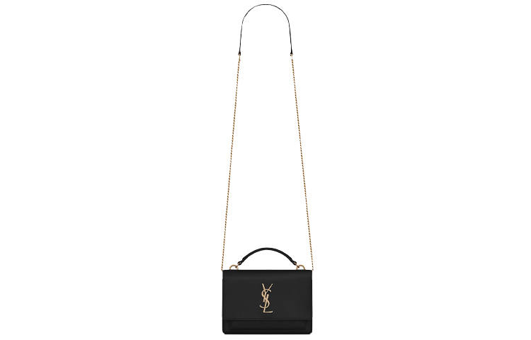 SAINT LAURENT SAINT LAURENT Sunset Chain Wallet In Smooth Leather Noir