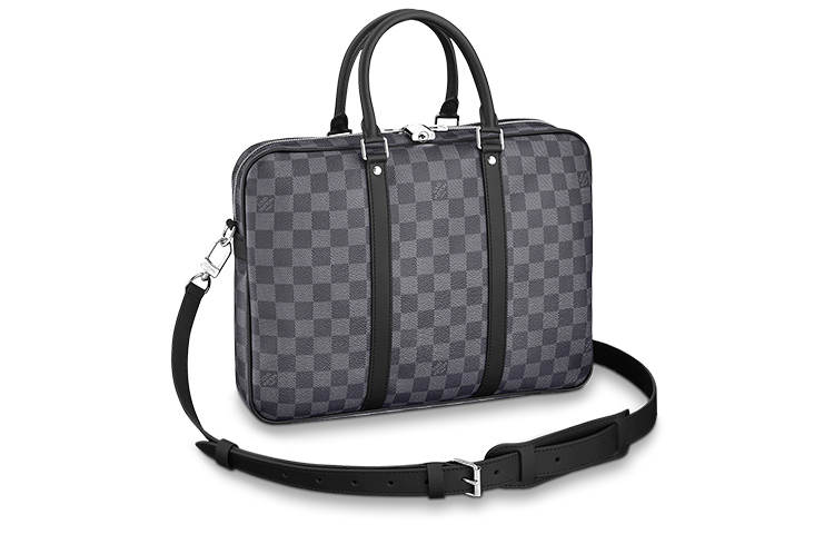 LOUIS VUITTON Canvas Briefcase, Laptop Bag, Shoulder Bag, Crossbody Bag, Handbag Small Men's Black