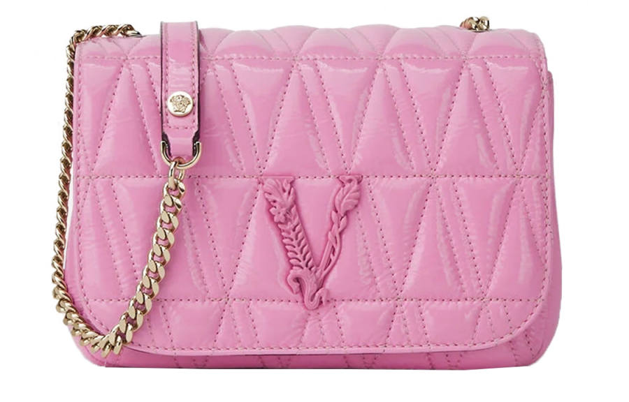VERSACE Leather Crossbody Bag, Shoulder Bag Women's Pink