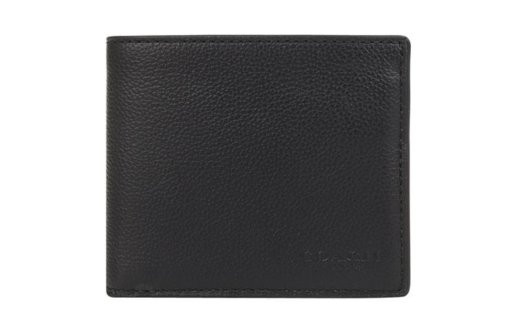COACH COACH Billfold Wallet Cow Leather Wallet Men's Black