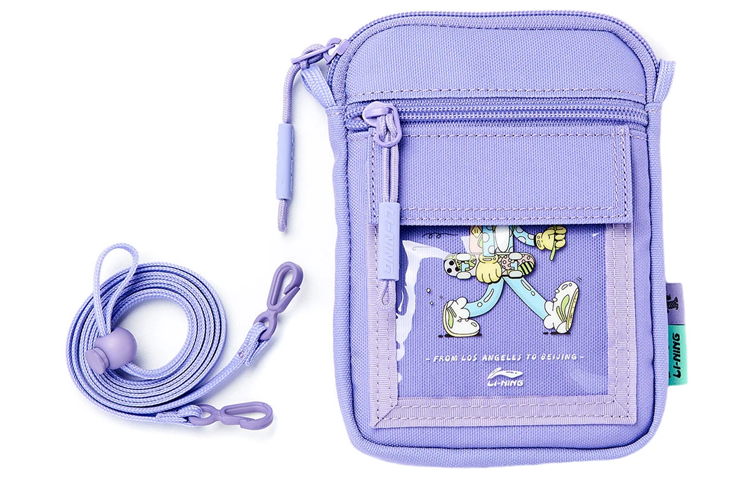Li-Ning Li Ning Steven Harrington Collaboration Canvas Bag, Shoulder Bag, Crossbody Bag Unisex Light Blue Purple