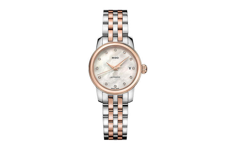 MIDO Baroncelli Automatic Mechanical Movement 50m Waterproof Women's Watch 25mm White Dial