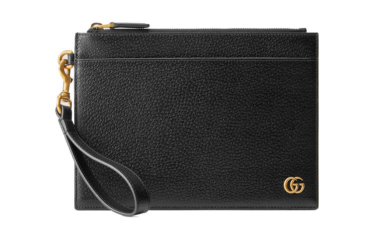 GUCCI Marmont Grain Leather Clutch Men's Black