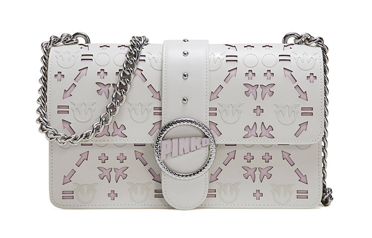 PINKO Chain Crossbody Shoulder Bag Small Women's White