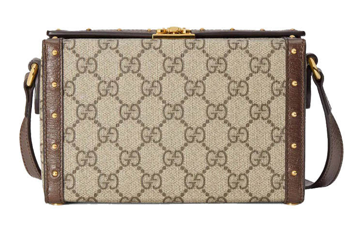 GUCCI Canvas With Leather Cell Phone Pouch, Box Bag, Shoulder Bag, Crossbody Bag Men's