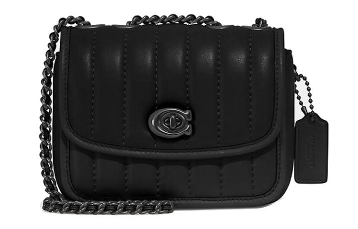 COACH COACH Madison Leather Small Square Bag, Handbag, Shoulder Bag, Crossbody Bag Mini Women's Black