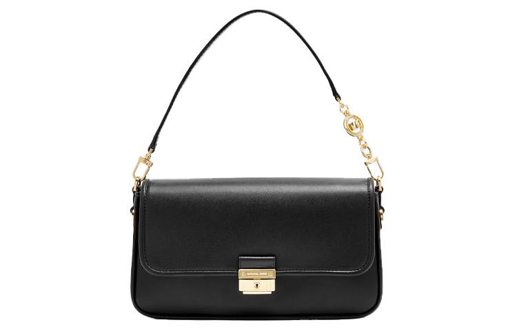 MICHAEL KORS Bradshaw Cow Leather Shoulder Bag, Baguette Bag, Handbag, Shoulder Bag Women's Black