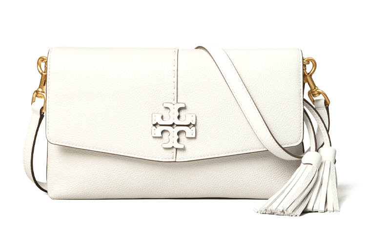 TORY BURCH McGraw Litchi Grain Leather Shoulder Bag, Crossbody Bag Women's White