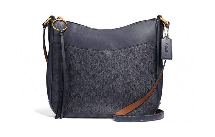 COACH Chaise Canvas Leather Crossbody Bags Large Women's Black
