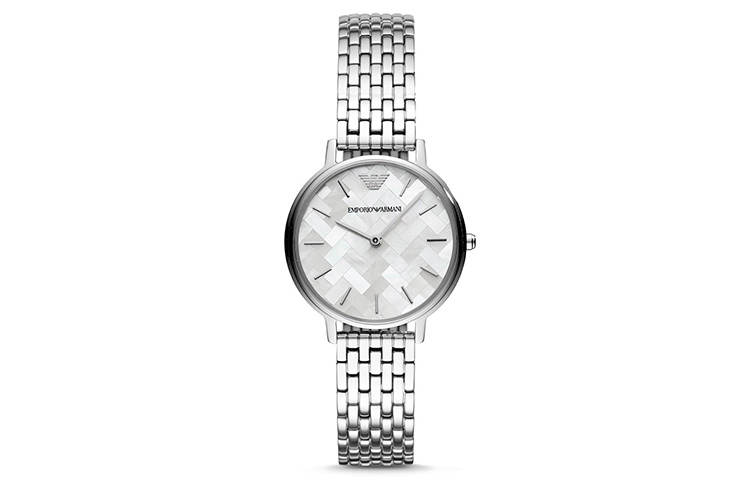 EMPORIO ARMANI KAPPA Wrist Watches Quartz Movement Stainless Steel Strap Silver Dial Women's Watch 30m Water Resistant
