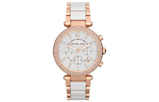 MICHAEL KORS PARKER Collection Wrist Watches Quartz Movement Stainless Steel Strap 39mm White Dial Women's Watch MK5774