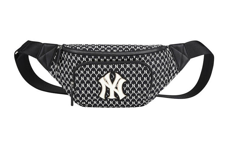 MLB Monogram Collection Nylon Crossbody Bag, Fanny Pack Regular Unisex Black