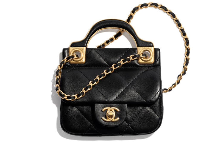 CHANEL Cow Leather Mini Bag, Flap Bag, Shoulder Bag, Crossbody Bag, Card Holder Women's Black