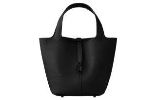 HERMES Picotin Lock Clemence Cow Leather Basket Bag, Bucket Bag, Handbag 22 Women's 89 Noir Black